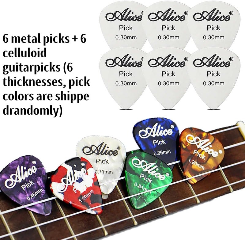 RockCheems Guitar Pick Holder Case, PU Leather Guitar Pick Bag, with 6 pcs Celluloid and 6 pcs Metal Guitar Picks - Image 5